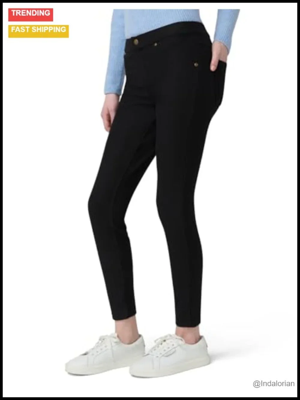 HUE Women's Ultra Soft Fleece Lined Denim Leggings High Waist Skinny
